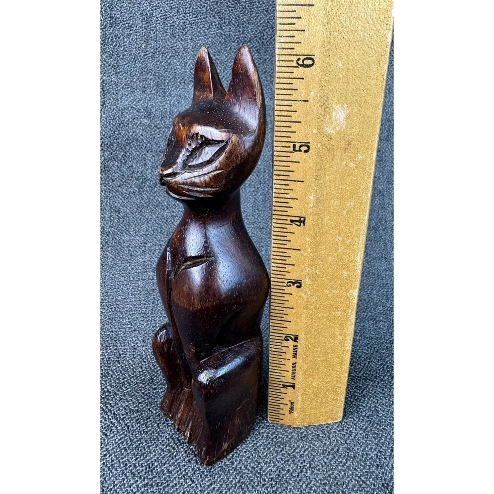Vintage MCM Hand Carved Siamese Cat 6